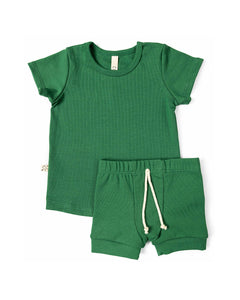 rib knit shorts - emerald