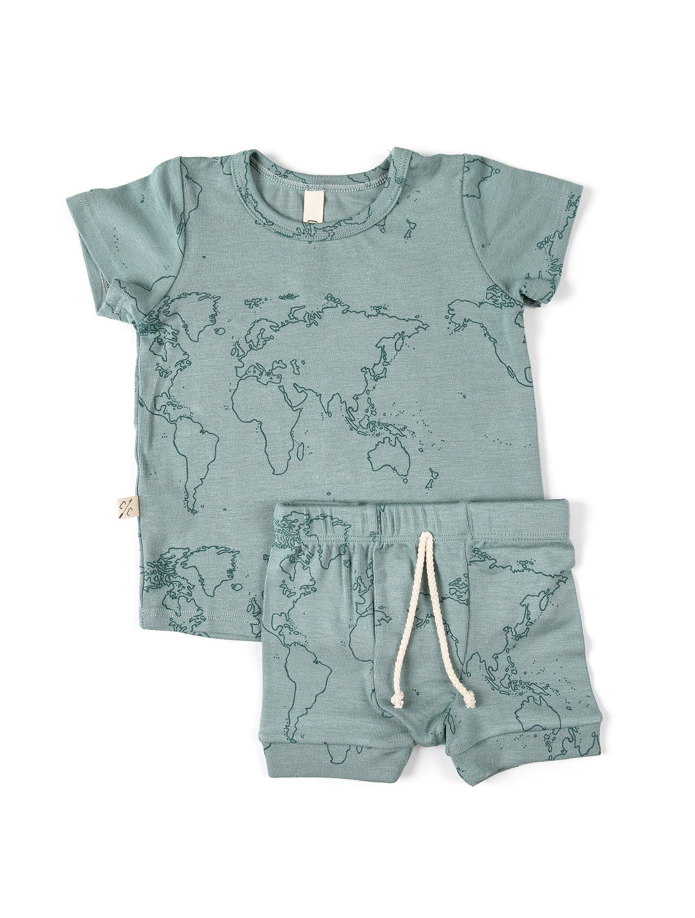 rib knit shorts CO - maps on oil blue