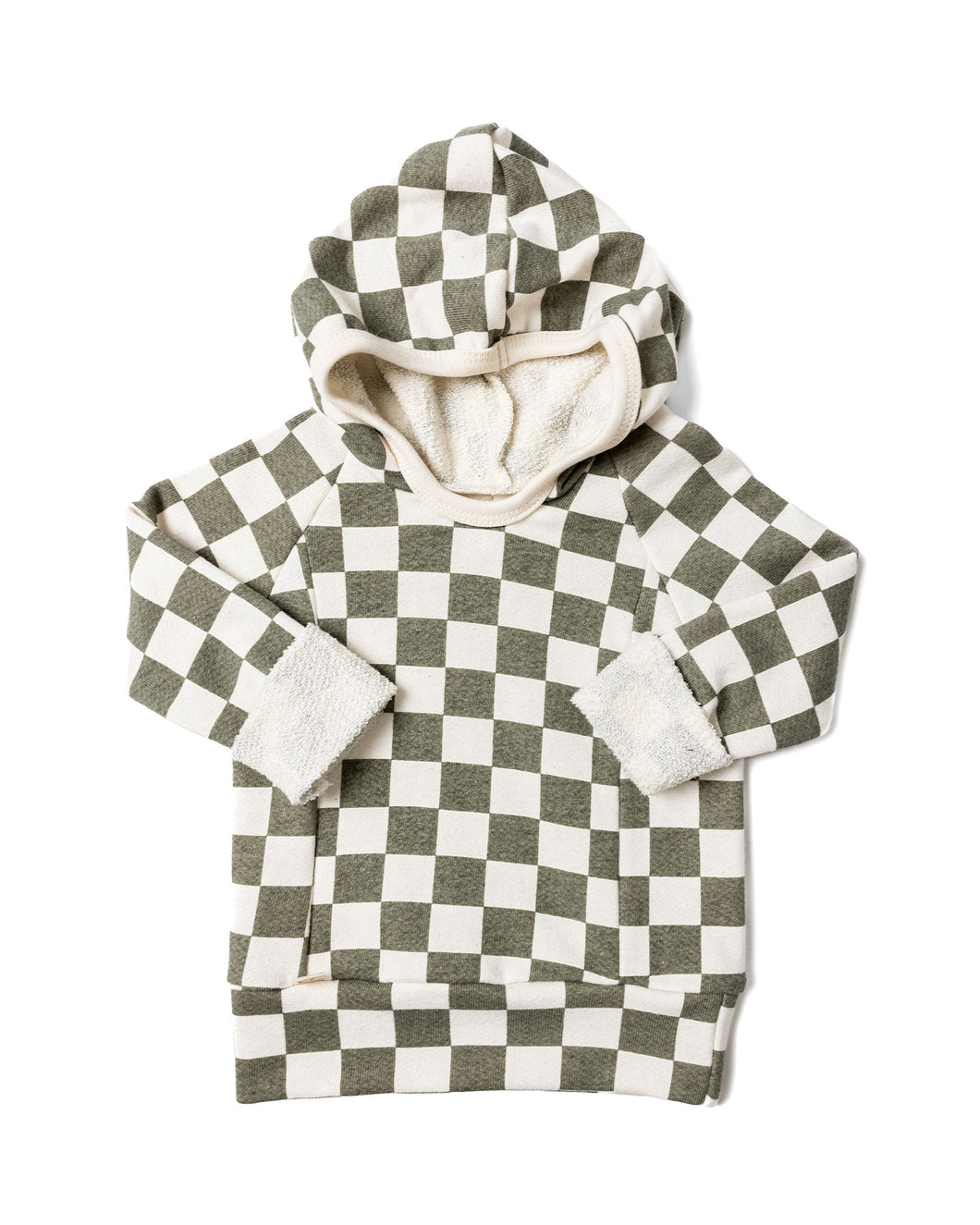 beach hoodie - vetiver checkerboard