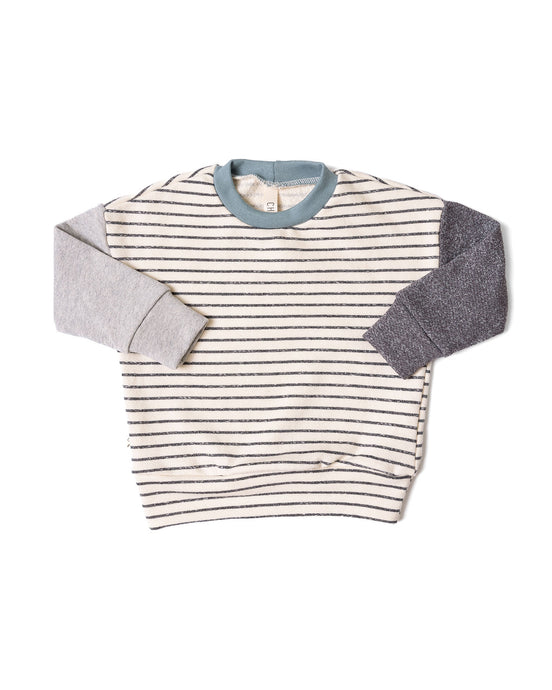 boxy sweatshirt - natural stripe and rainwater