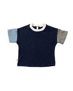 boxy tee - collegiate blue and natural
