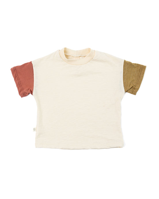 boxy tee - natural and redwood