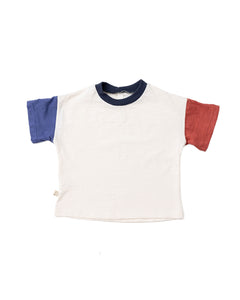 boxy tee - natural and collegiate blue