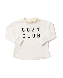boxy long sleeve tee - cozy club on natural