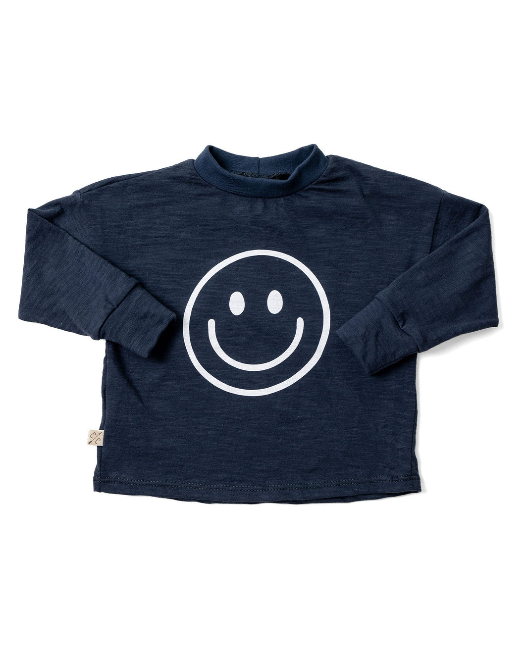 boxy long sleeve tee - smile on collegiate blue