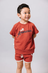 short sleeve crew - all american on barn red
