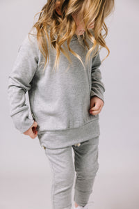 rib knit trademark hoodie - gray heather