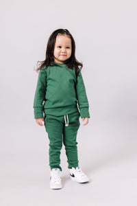 rib knit trademark hoodie - emerald