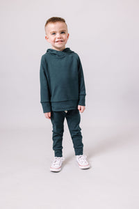 rib knit trademark hoodie - spruce