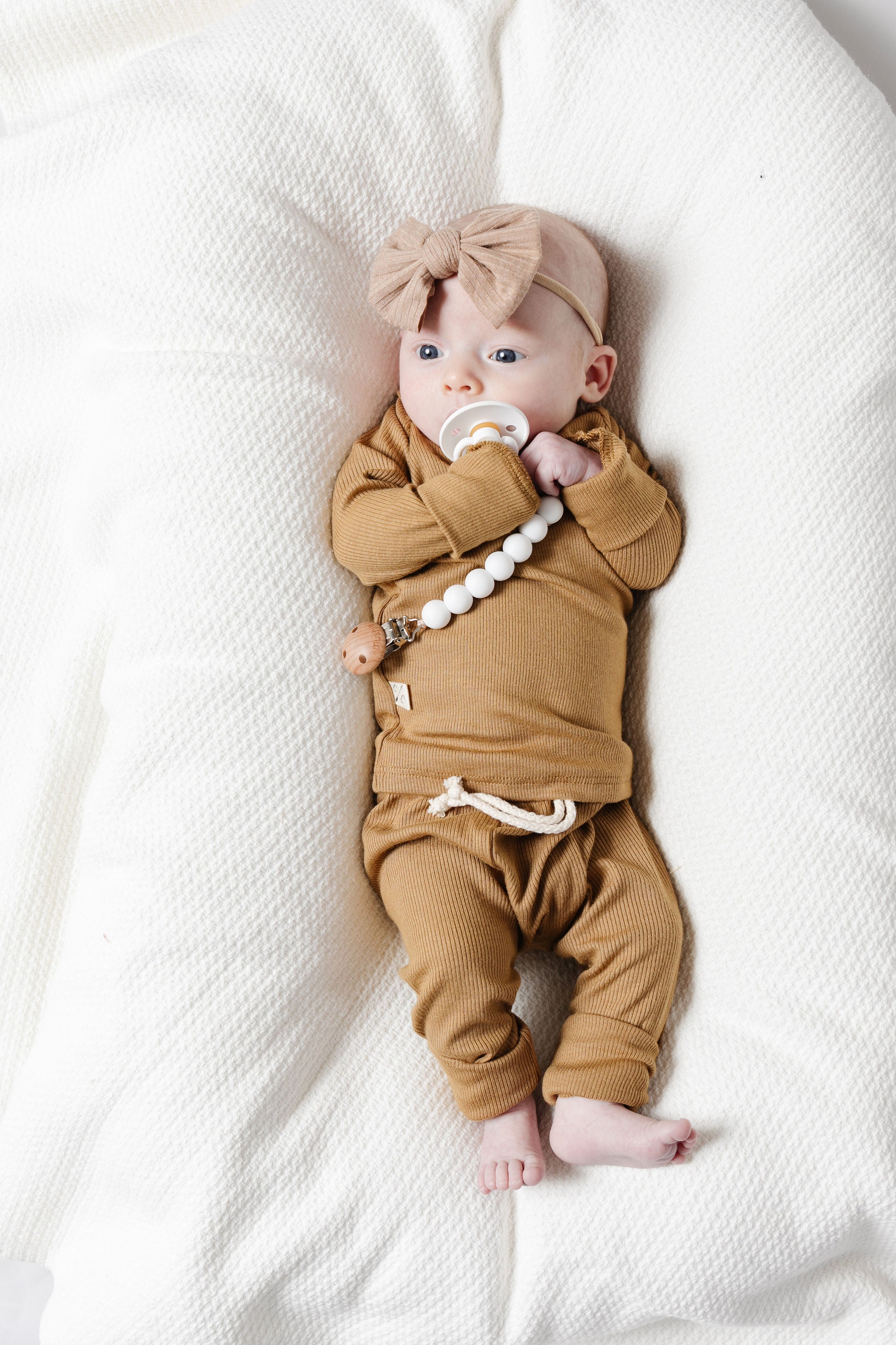 rib knit pant - ochre