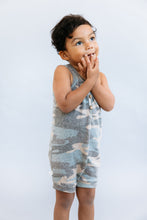 Load image into Gallery viewer, short tank romper - faded camo