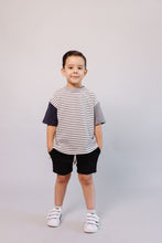Load image into Gallery viewer, boxy tee - natural stripe and pebble