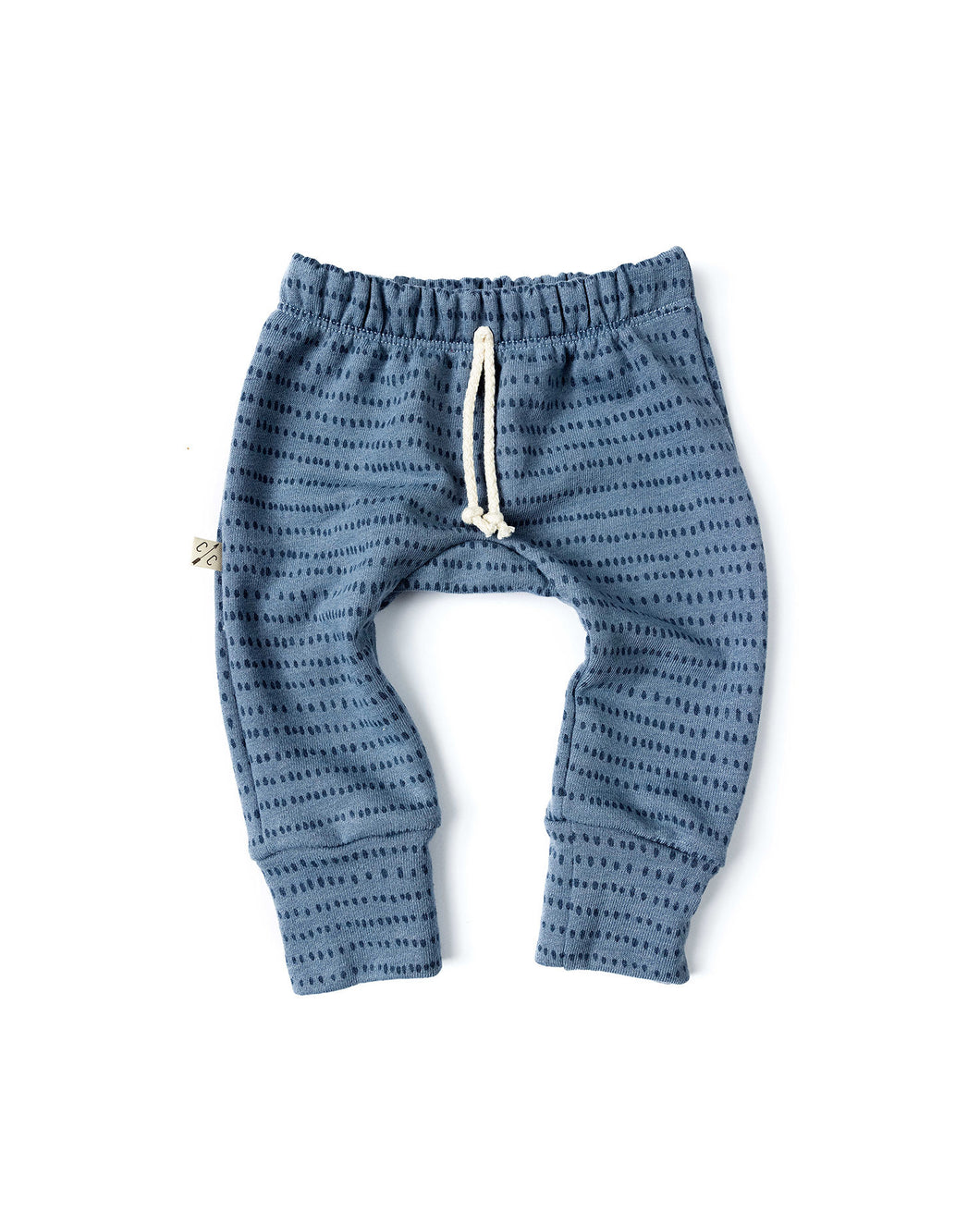 gusset pants - dash dot on steel blue