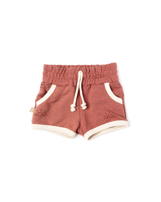french terry retro short - sunset on redwood