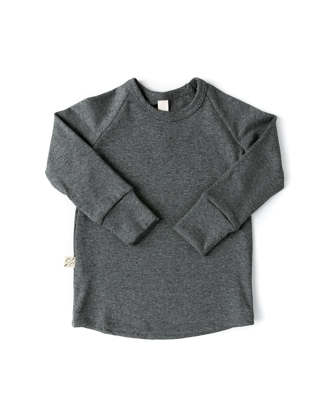 rib knit long sleeve tee - iron gray
