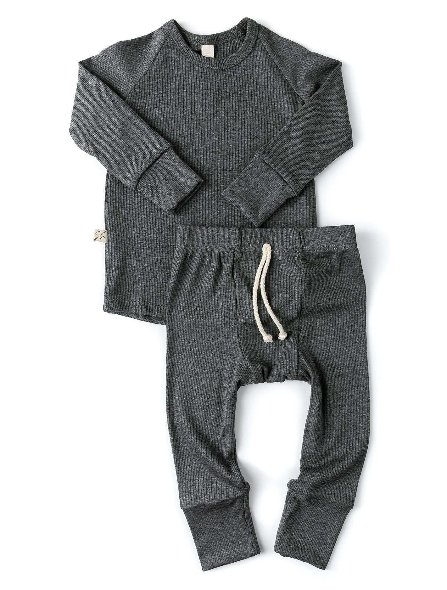 rib knit long sleeve tee - iron gray