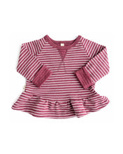 Load image into Gallery viewer, peplum crew - sangria stripe