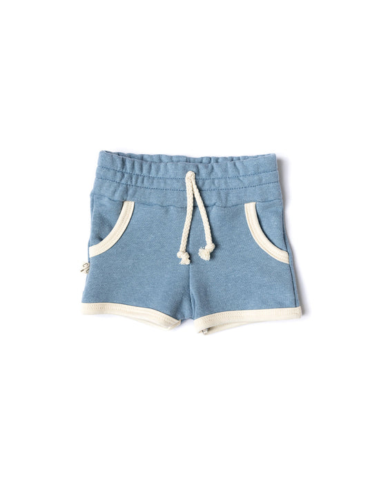 french terry retro short CO - windward blue