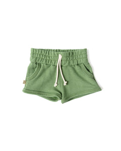 french terry retro short - camp green