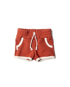 french terry retro short - barn red