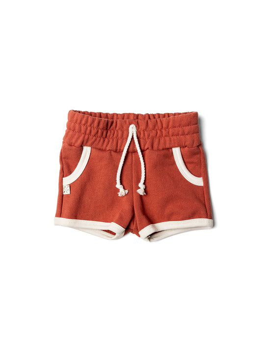 french terry retro short - barn red
