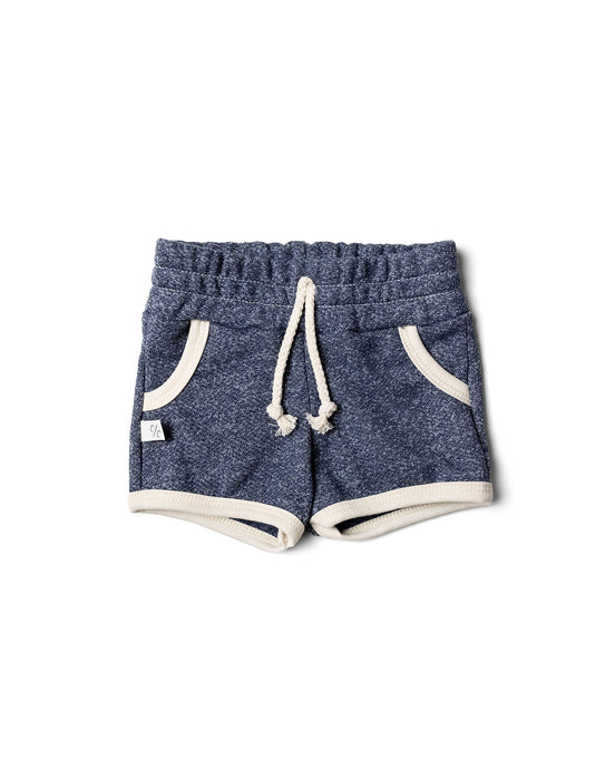 french terry retro short - blue heather