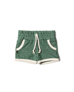 french terry retro short - green heather