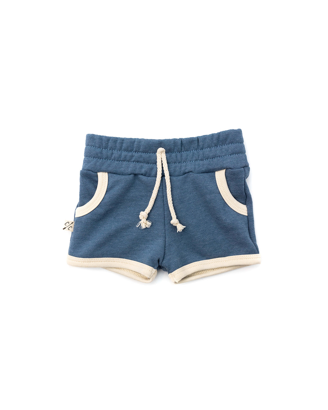 french terry retro short - steel blue