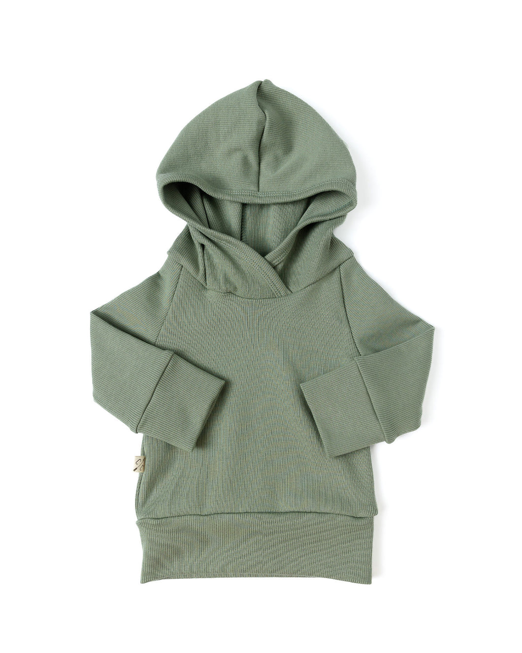 rib knit trademark hoodie - basil