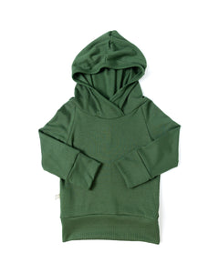 rib knit trademark hoodie - pine