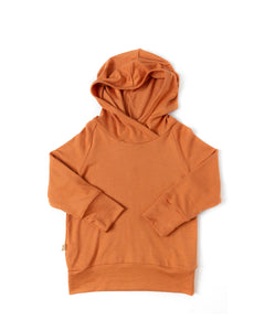 rib knit trademark hoodie - pumpkin