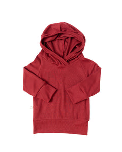 rib knit trademark hoodie - scarlet
