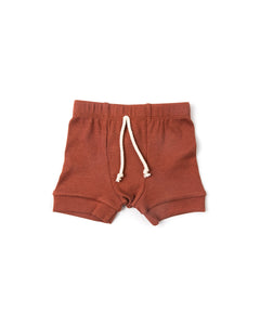 rib knit shorts - terra cotta