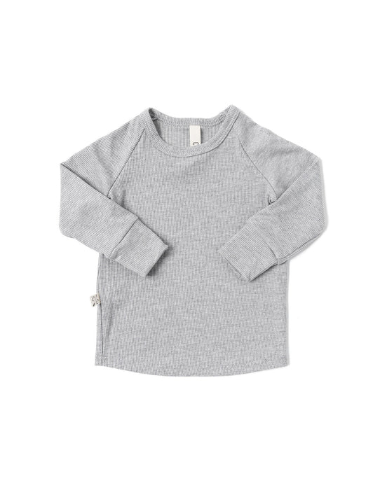 rib knit long sleeve tee - gray heather