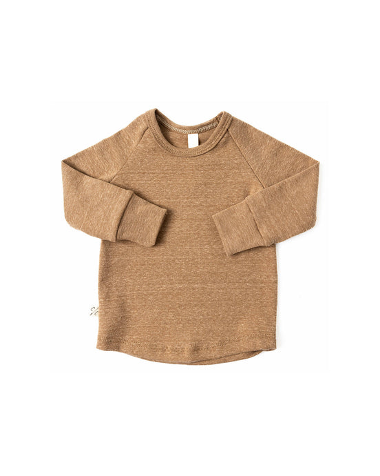 rib knit long sleeve tee - kraft
