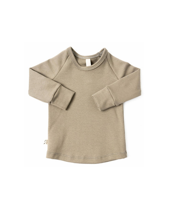 rib knit long sleeve tee CO - greige
