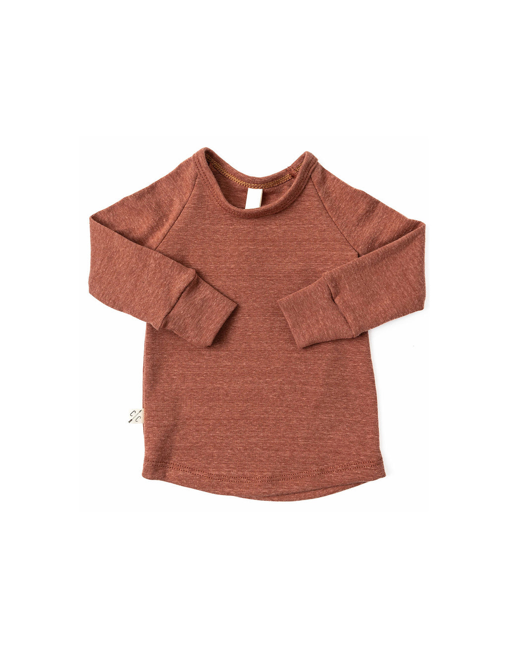 rib knit long sleeve tee - terra cotta