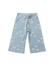 Load image into Gallery viewer, rib knit lounge set bottoms - swans on dusty blue