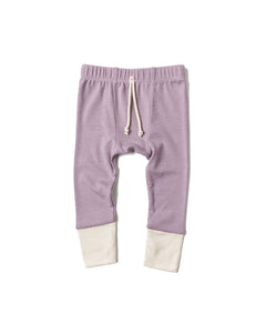 rib knit pant - haze with contrast