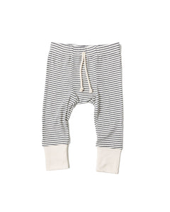 rib knit pant - narrow charcoal stripe with contrast