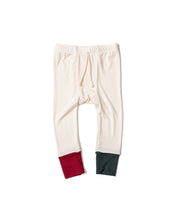 Load image into Gallery viewer, rib knit pant - natural and stocking red and wreath green contrast