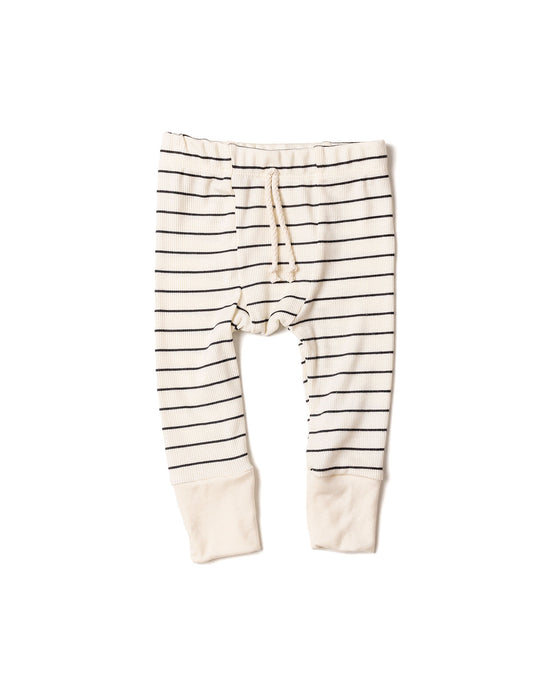 rib knit pant - wide charcoal stripe and natural contrast
