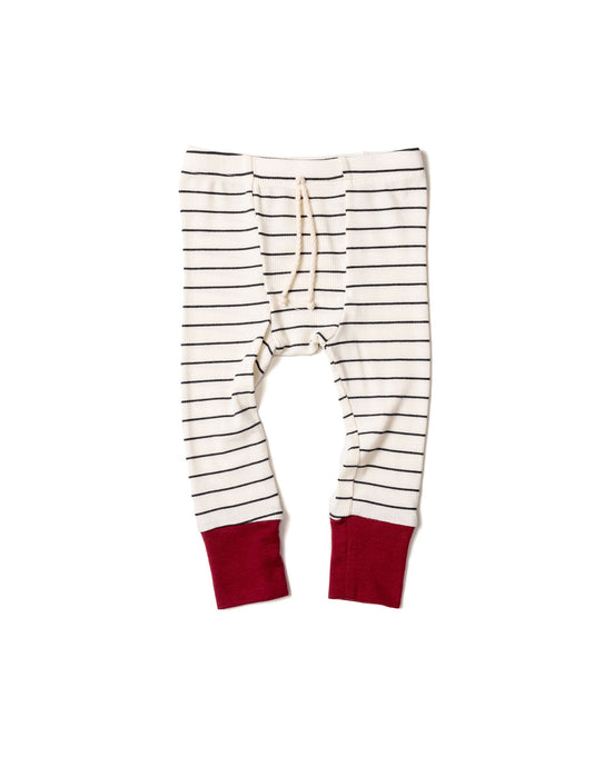 rib knit pant - wide charcoal stripe stocking red contrast