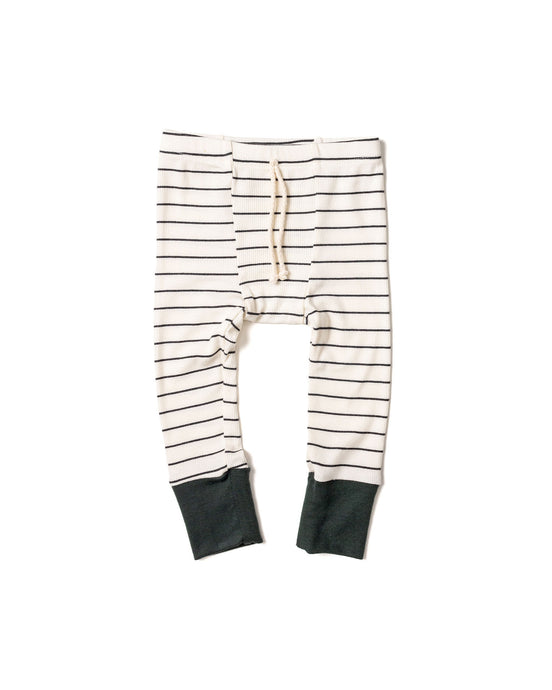rib knit pant - wide charcoal stripe wreath green contrast