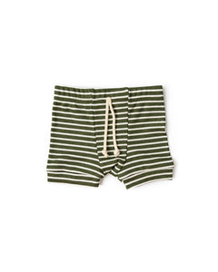 rib knit shorts - evergreen inverse stripe