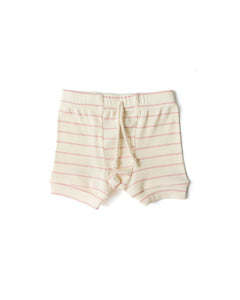 rib knit shorts - wide peony stripe