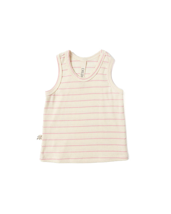 rib knit tank top - wide peony stripe