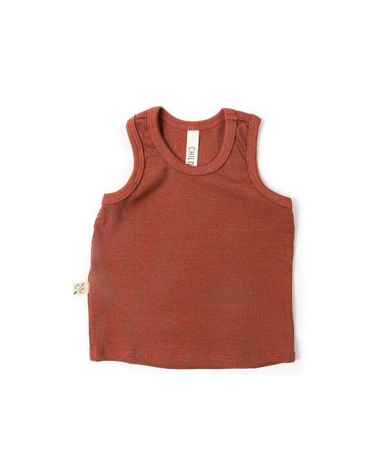 rib knit tank top - terra cotta