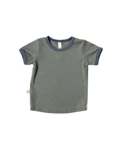 rib knit tee - agave green with contrast