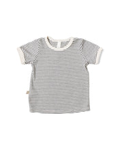 Load image into Gallery viewer, rib knit tee - narrow charcoal stripe with contrast